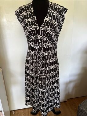 MICHAEL Michael Kors  Black & White Abstract Print Dress - Sz Med
